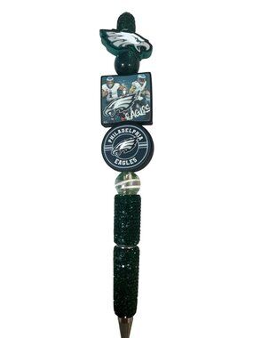 Philadelphia Eagles-Themed Beaded Pen With Glitter Handle & Iconic Logos